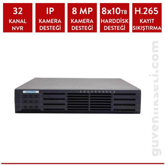 NEUTRON NVR308-32R-B 32 KANAL NVR-ULTRA 265-RAID-HOT SWAP-8 HDD DESTEGI